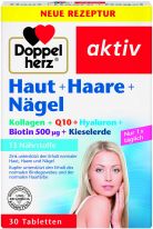 Doppelherz Haut + Haare + Naegel + Kollagen + Q 10 + Hyaluron + Biotin + Kieselerde 30 Tabletten
